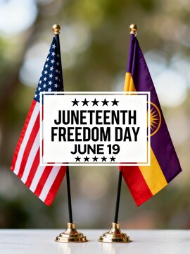 Juneteenth Freedom Day Flags on Table