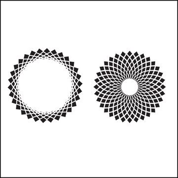 Geometric circular mandala frame set, black Spirograph vector elements