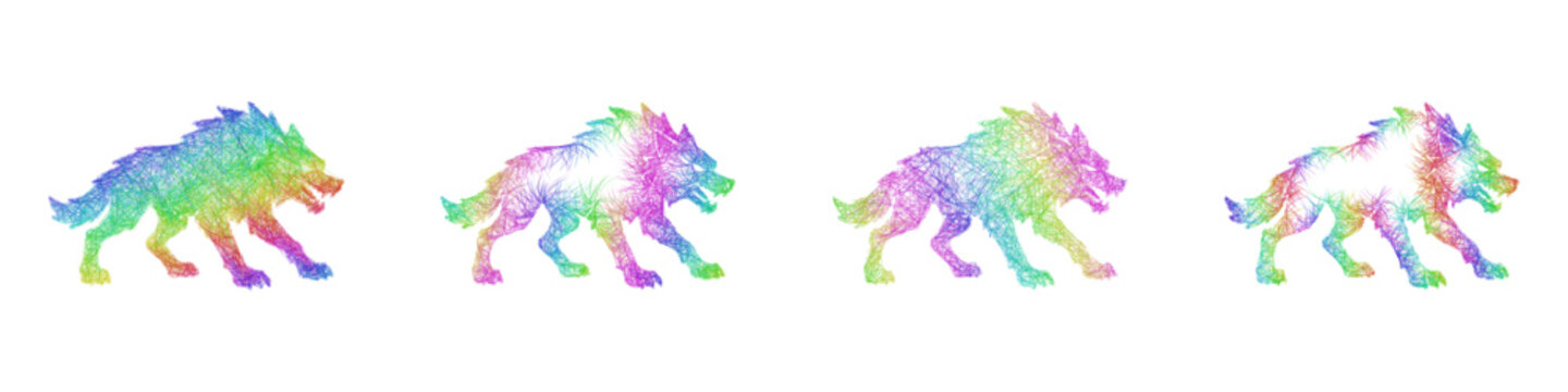 Rainbow color sketch warg icon design set