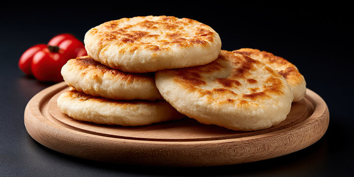 Fried flatbread named Torta Frita on dark background