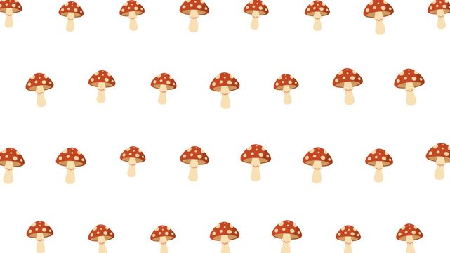 Doodle pattern animated background loop 4K features fungi