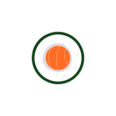 Salmon Maki Sushi Roll Isolated on White Background Hand Drawn Illustration © Shafira