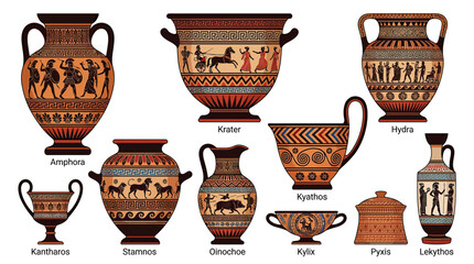 Ancient Greek Pottery Collection: Amphora, Krater, Hydria, Kylix, Pyxis, and more © Joni