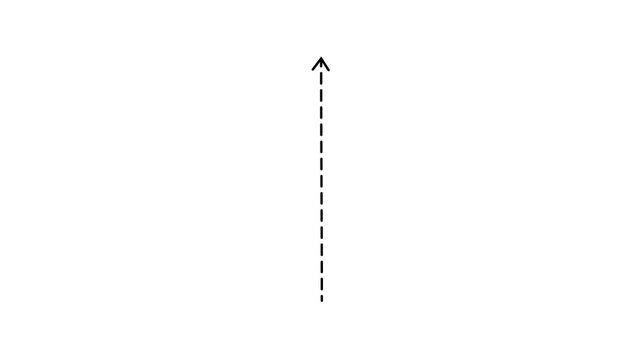 right arrow direction icon with dotted line animation on white background. dot arrows icon sign animated with alpha channel. Black straight arrows animation. Reveal animation dashed.