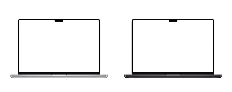 MacBook Pro 2025 Space Black and Silver mockup, front view.