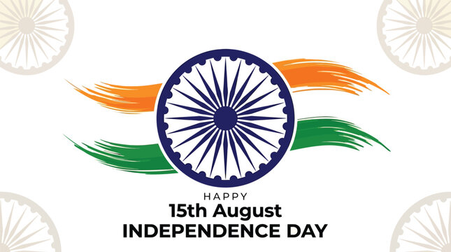 Ashoka Chakra emblem sits centered against a backdrop of saffron and green brushstrokes representing the national flag of India.