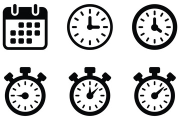 Fototapeta premium Collection of calendar clock and timer icons for time management planning and scheduling tasks