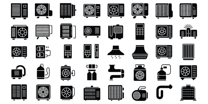 Collection of air conditioner units and hvac system components