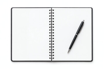 Fototapeta premium Blank Notebook and Pen Isolated on White Background