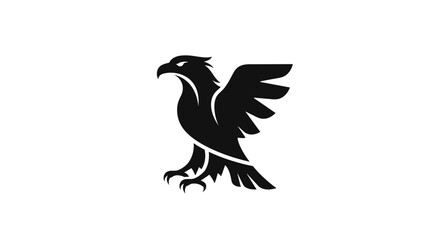 Fototapeta premium Sleek and dynamic black eagle silhouette, an iconic representation of majestic power, soaring ambition, and unwavering determination in graphic design