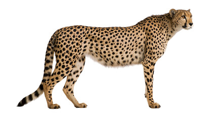 Spotted cheetah standing alert, isolated on transparent background © VSTOCK