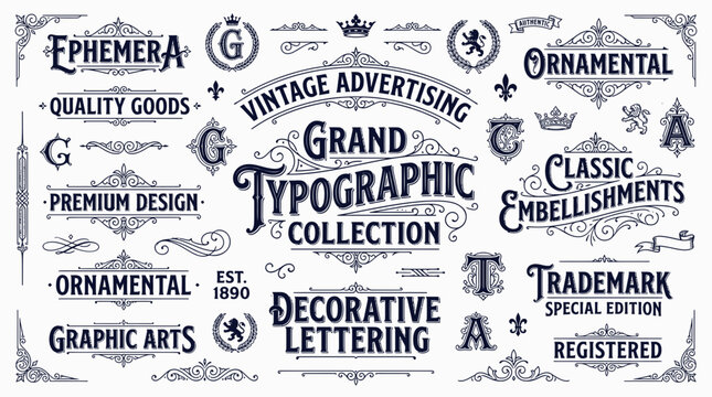 Vintage Typographic Collection: Decorative Lettering, Embellishments, Badges