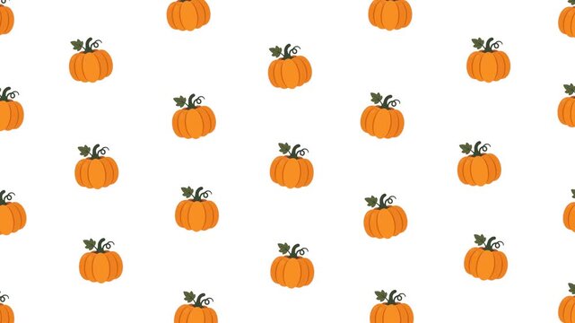 Doodle pattern of pumpkins creates animated background loop in 4K