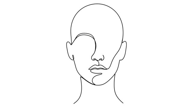 Minimalist single line drawing of a human face, abstract portrait, artistic outline