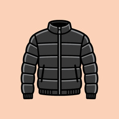 A simple illustration of a warm black winter puffer jacket © tuty