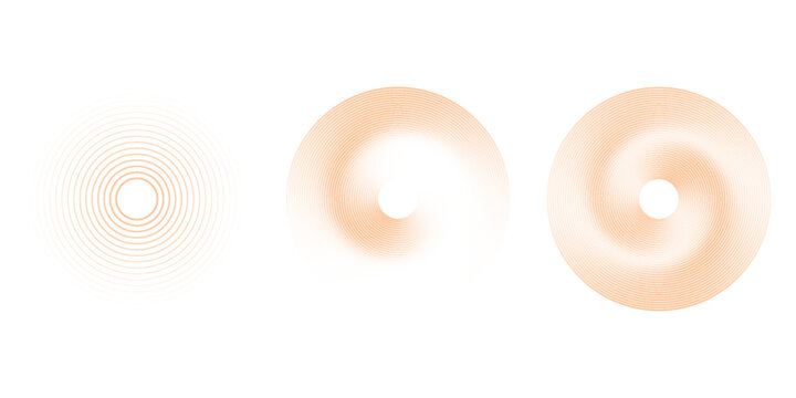 Red concentric ripple circles set. Sonar or sound wave rings collection. Epicentre, target, radar icon concept. Radial signal or vibration elements.