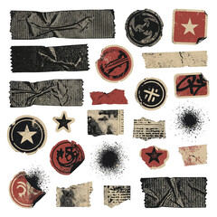 A collection of distressed grunge stickers and torn tape © werdori