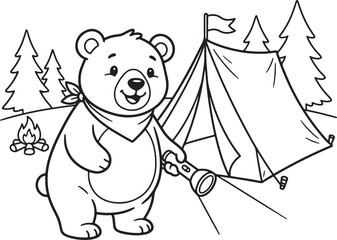 Bear_sitting_beside_tent_202606210027_traced © Sumon90cs