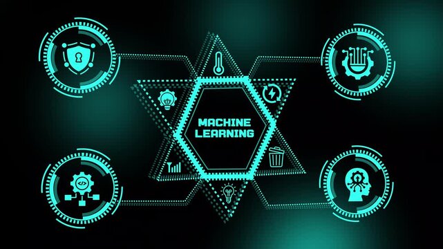 Machine learning concept with artificial intelligence, smart automation, enterprise analytics and intelligent computing technology solutions.