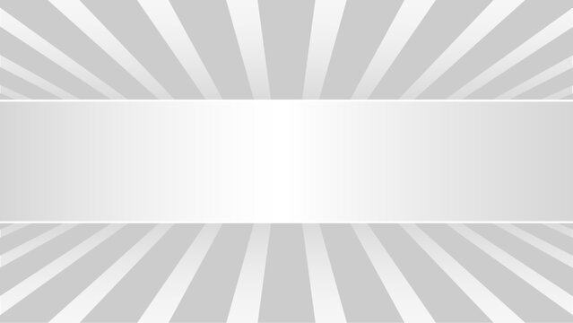 White and gray abstract background with horizontal banner copy space, minimalist monochrome optical illusion background with perspective lines.