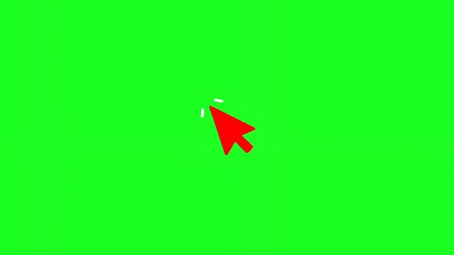 Cursor, a red computer mouse cursor icon on a bright green background for digital design or presentation use
