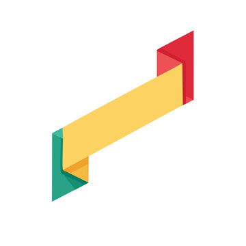 Abstract geometric shape with yellow, red, and teal colors