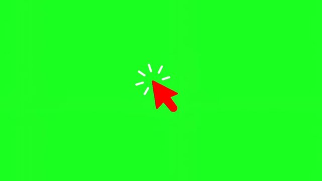Cursor, a red computer mouse cursor icon on a green screen background for digital design and editing purposes