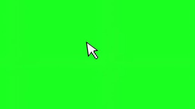 Cursor, a white computer mouse cursor on a green screen background for editing and design purposes in digital media and technology
