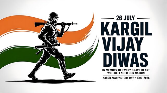 Indian soldier walking for kargil vijay diwas celebration
