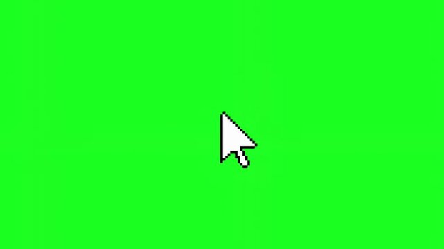 Cursor, a white computer mouse cursor on a bright green background for editing and design purposes
