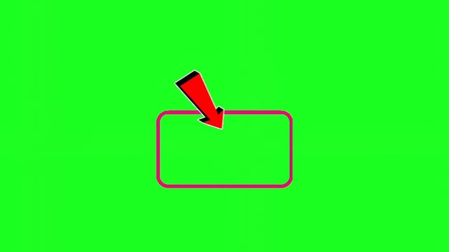 Cursor, a red arrow pointing to a blue outlined rectangle on a green background for video editing and motion graphics
