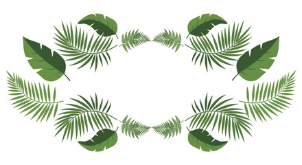 Fototapeta premium Tropical Leaf Wreath Frame - Greenery Border - Organic Design