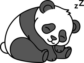 Adorable cartoon panda bear sleeping peacefully, illustration. © dinny