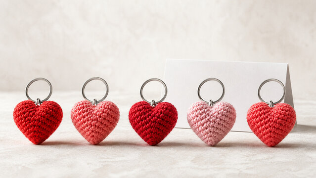 Crochet heart keychain product banner