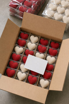 Bulk crochet hearts in wholesale carton