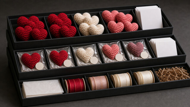 Boutique buyer crochet heart display tray