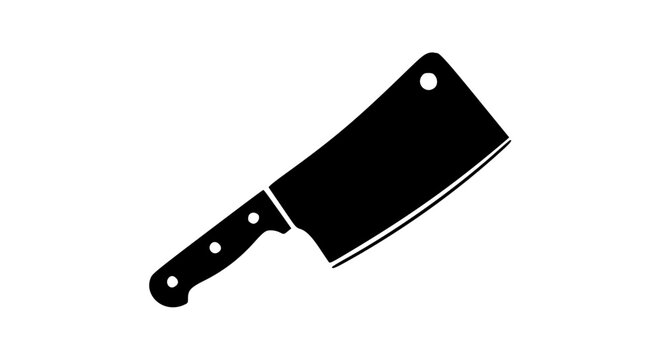 Black butcher knife icon, sharp blade