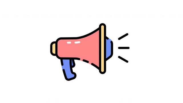 Simple flat icon of a megaphone with sound waves.