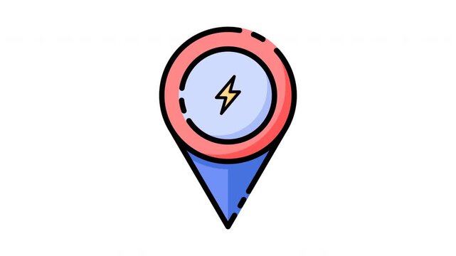 Electric Vehicle Charging Station Location Pin Icon.