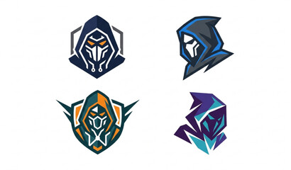 Abstract hooded man logo with anonymous gaming mascot vector symbol isolated on white background © ajgar