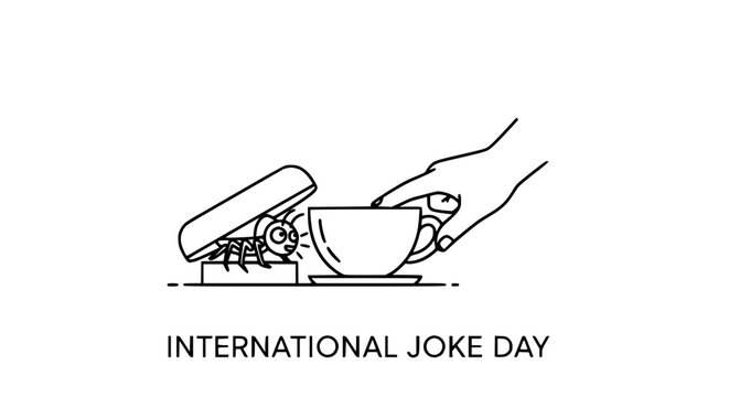 Spider Prankster with Coffee Cup and Stapler - International Joke Day Concept