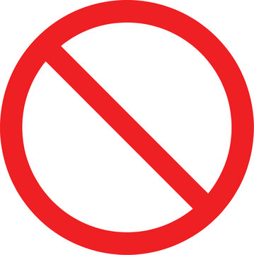 Red circle prohibition sign with diagonal line for warning and restriction