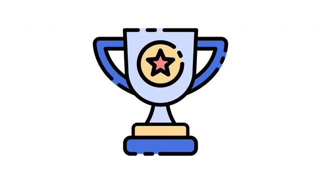 Stylized Trophy Icon with Star Emblem for Achievement and Victory.