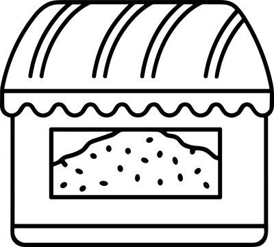 Outline illustration of a cookie jar filled with cookies