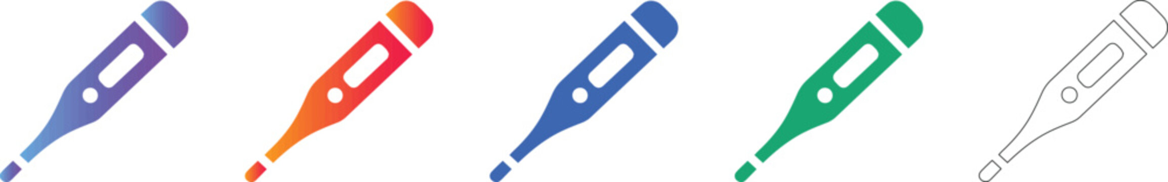 Digital Fever Thermometer Icons