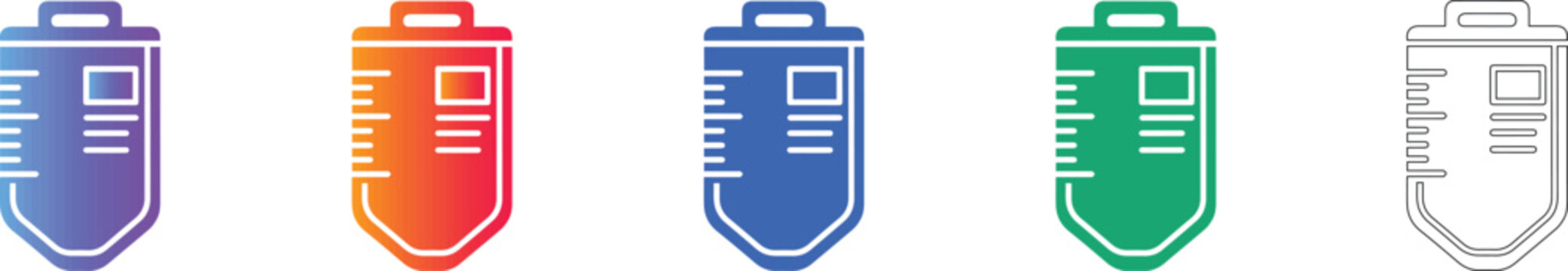 Medical Infusion Bag Icon Set