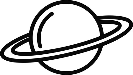 Stylized Saturn Planet Icon with Rings, Simple Outline Graphic © keenan