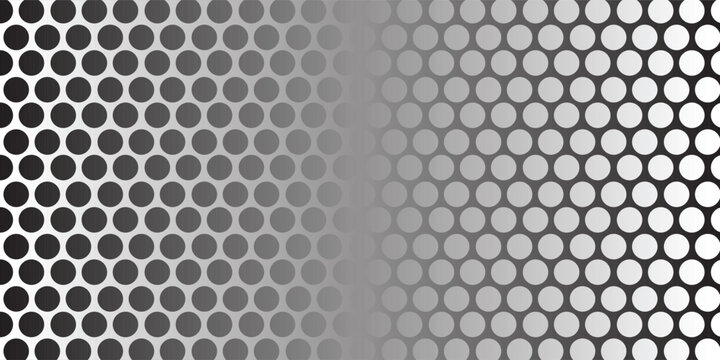 Abstract monochrome background with seamless perforated dots pattern. Modern minimalist metallic gray halftone grid texture vector illustration asset.