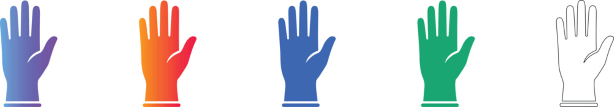 Safety Glove Icons in Gradient and Outline Styles