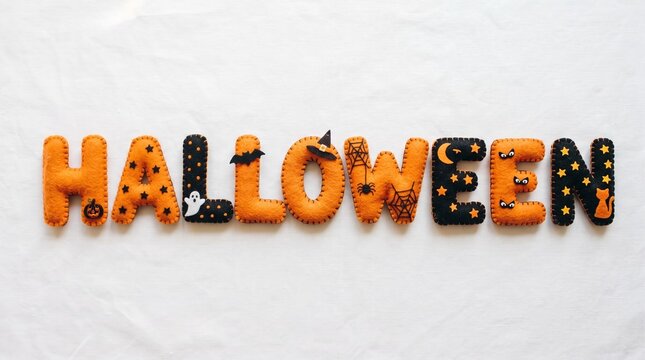 Halloween felt letters spooky decorative typography for autumn celebrations